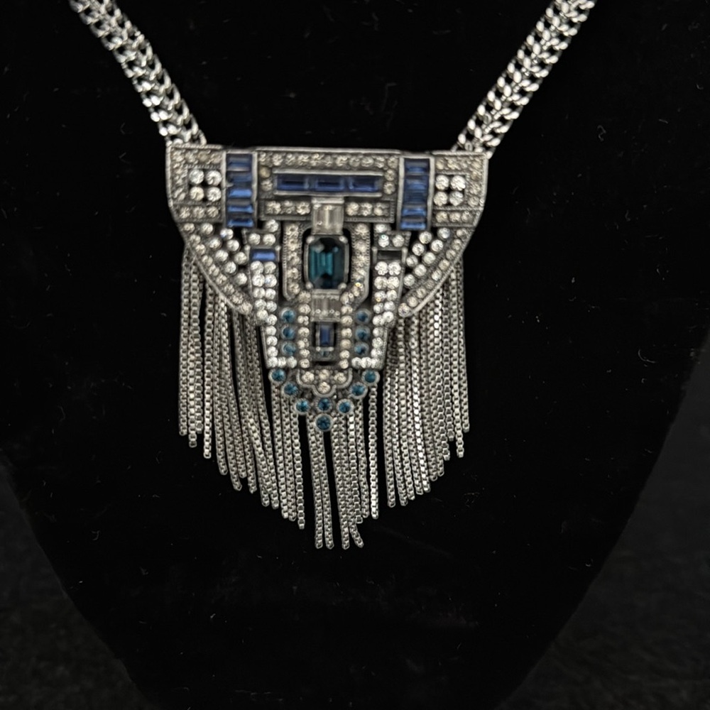Chloe + Isabel Silver & Blue Art Deco Jardins Du Trocadero Long Pendant Necklace